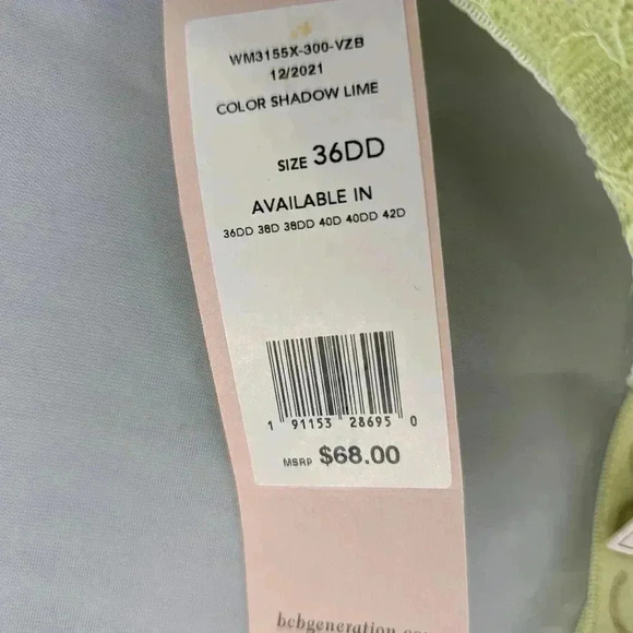 BCBG Shadow Lime Green Light Lift Wired Lace Bra Size 36DD NWT - Picture 4 of 8